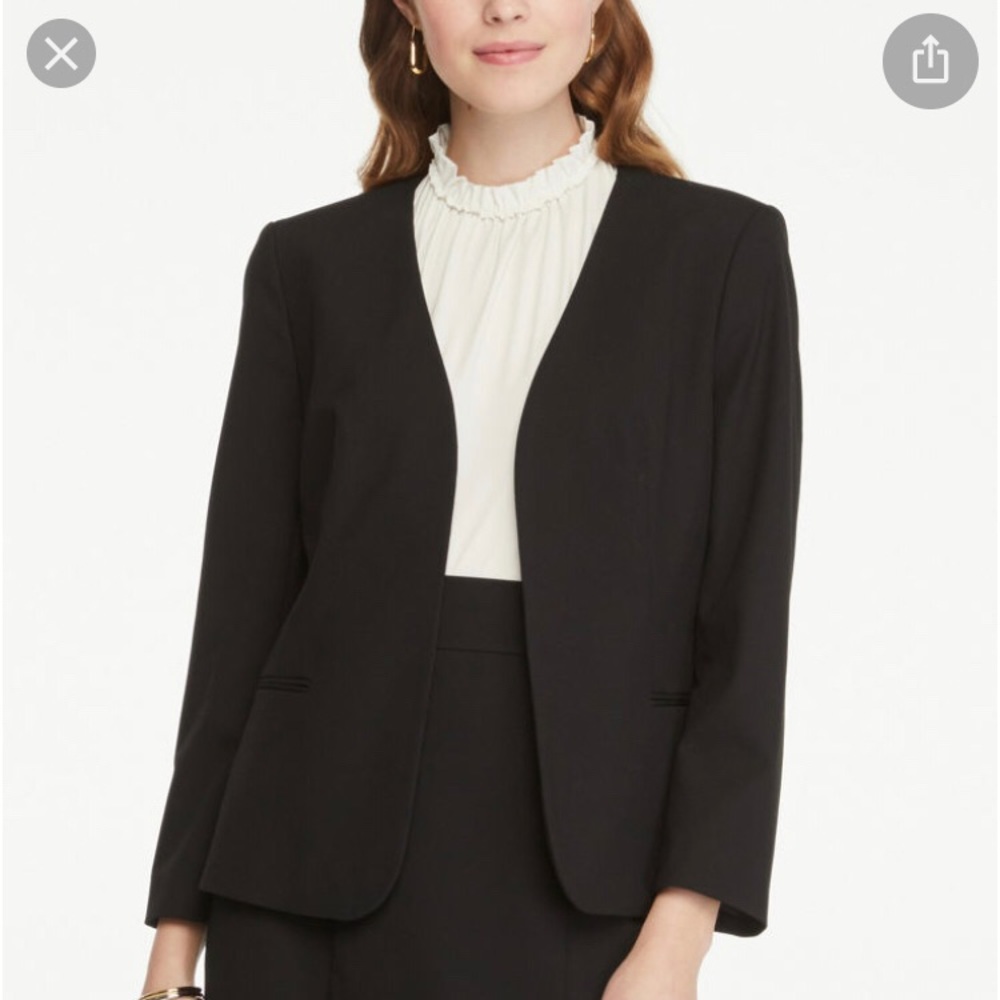 NWT Ann Taylor collarless black blazer, 3/4 sleeve